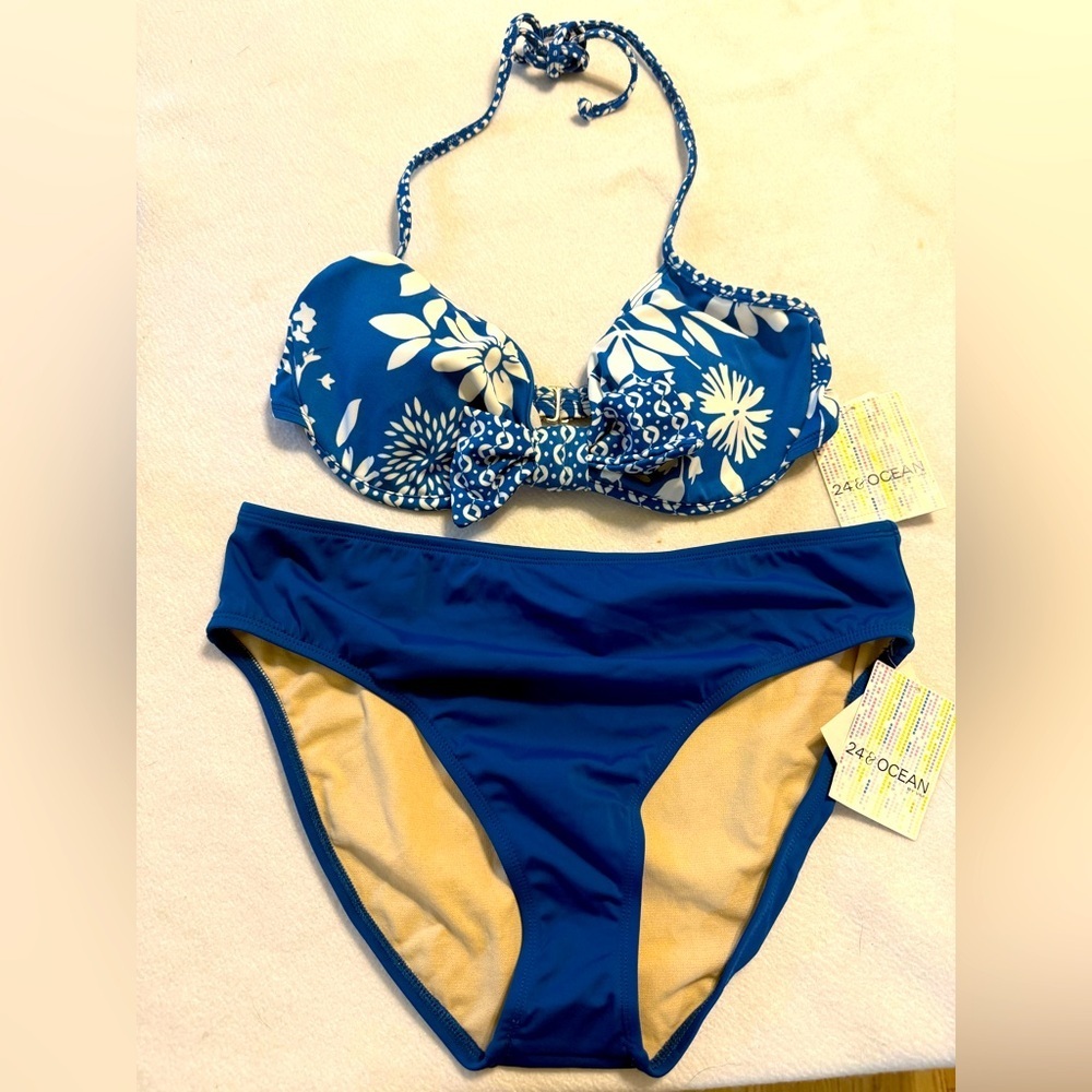 New Blue & White Bikini. Size Large